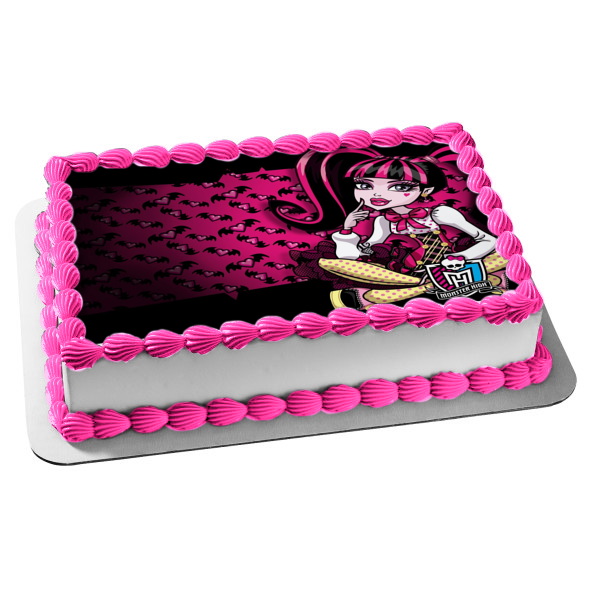 Monster High Draculaura Bats and Hearts Edible Cake Topper Image ABPID06926