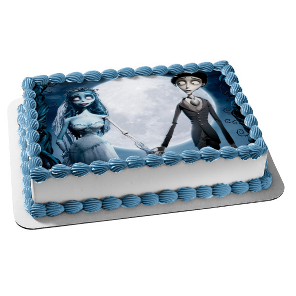 Corpse Bride Emily Crown Wedding Gown and Victor Van Dort Edible Cake Topper Image ABPID07350
