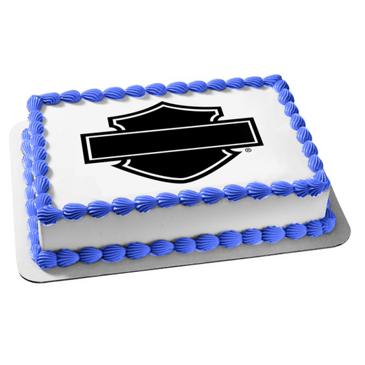 Harley Davidson Black and White Symbol Edible Cake Topper Image ABPID06931