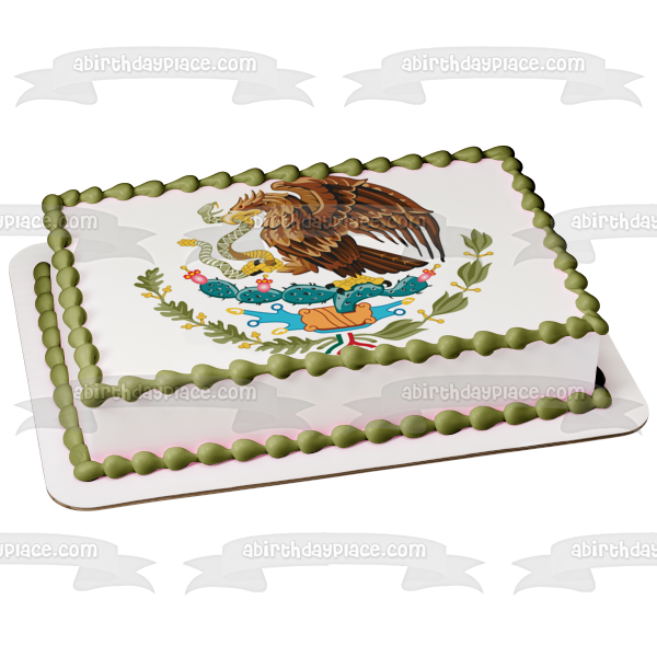 Mexican Flag National Coat of Arms Edible Cake Topper Image ABPID07361
