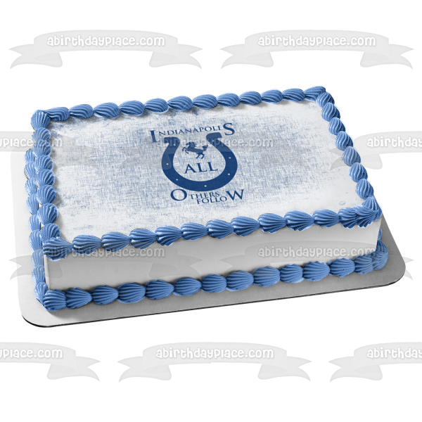 Indianapolis Colts Horseshoe Logo NFL All Others Follow Edible Cake Topper Image ABPID07405