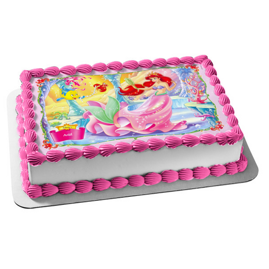 The Little Mermaid Flounder Sebastian and Ariel Under the Sea Edible Cake Topper Image ABPID07408