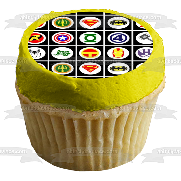 Superhero Logos Captain America Batman Superman and Green Arrow Edible Cake Topper Image ABPID07640