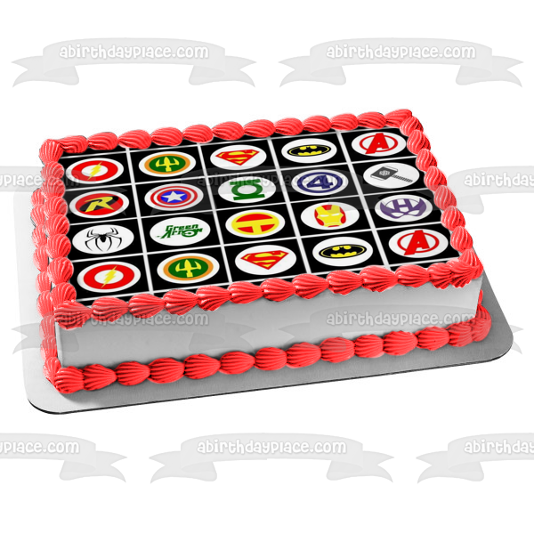 Superhero Logos Captain America Batman Superman and Green Arrow Edible Cake Topper Image ABPID07640