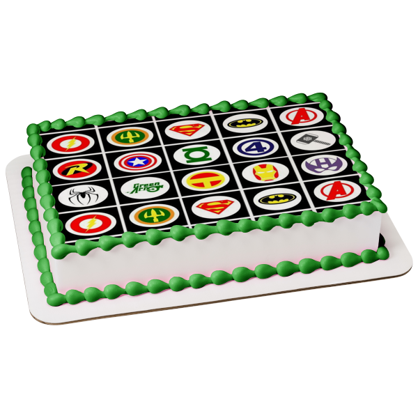 Superhero Logos Captain America Batman Superman and Green Arrow Edible Cake Topper Image ABPID07640