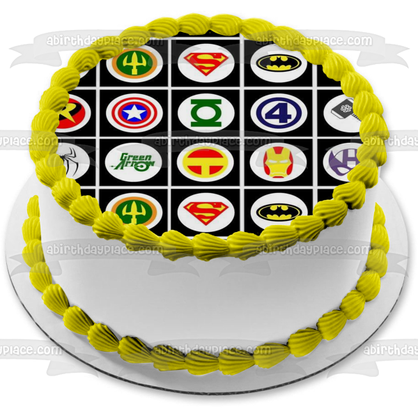 Superhero Logos Captain America Batman Superman and Green Arrow Edible Cake Topper Image ABPID07640