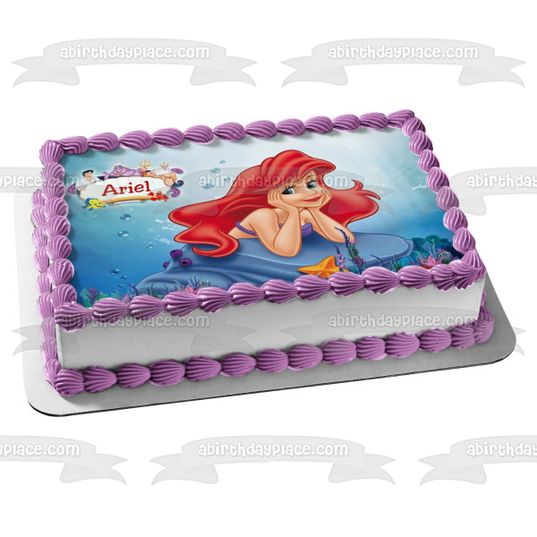The Little Mermaid Ariel Ursula Flounder Sebastian King Triton and Prince Eric Edible Cake Topper Image ABPID07469