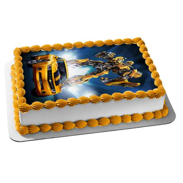 Transformers Bumblebee Autobot and Goldwheels Chevy Car Edible Cake Topper Image ABPID07495