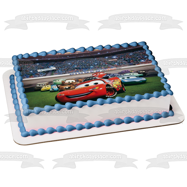 Cars Lightening McQueen Mater Doc Hudson Sally Ramone Fillmore Lizzie and Flo Edible Cake Topper Image ABPID07699