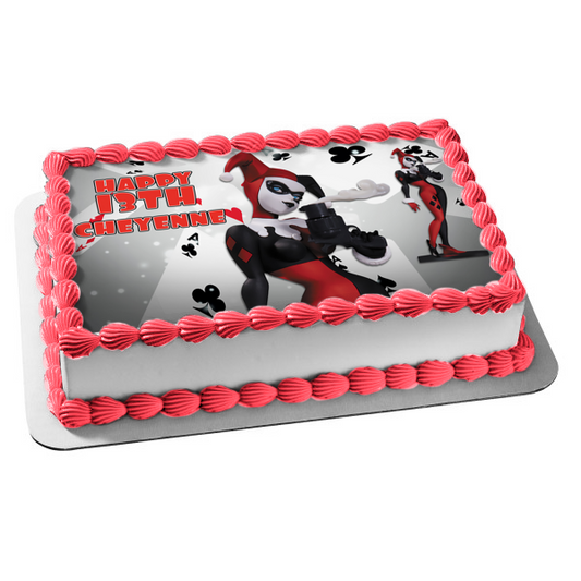 Harley Quinn and Ace Playing Cards Chiappa Rhino Edible Cake Topper Image ABPID07516