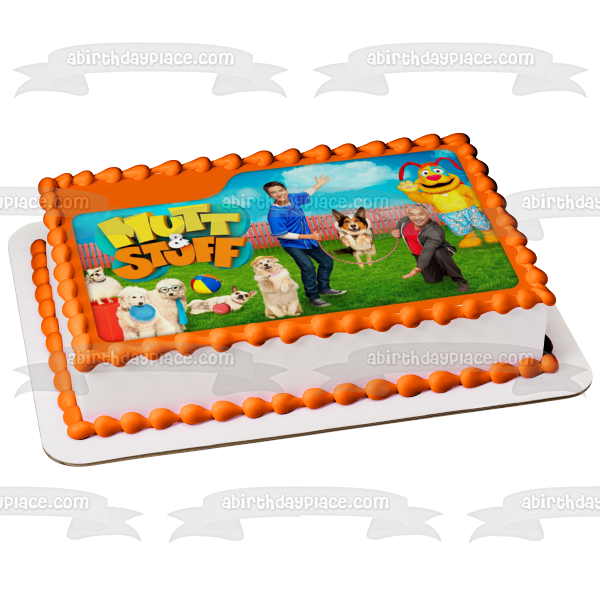 Mutt and Stuff Logo Calvin and Dogs Edible Cake Topper Image ABPID07525
