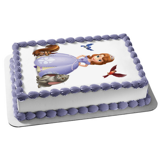 Princess Sofia the First Clover Mia the Bluebird Whatnaught and Baileywick Edible Cake Topper Image ABPID07530