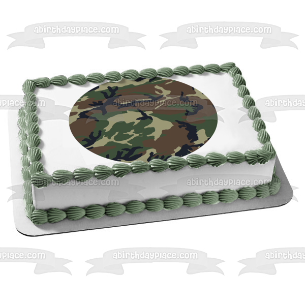 Army Camouflage Camo Edible Cake Topper Image ABPID07543