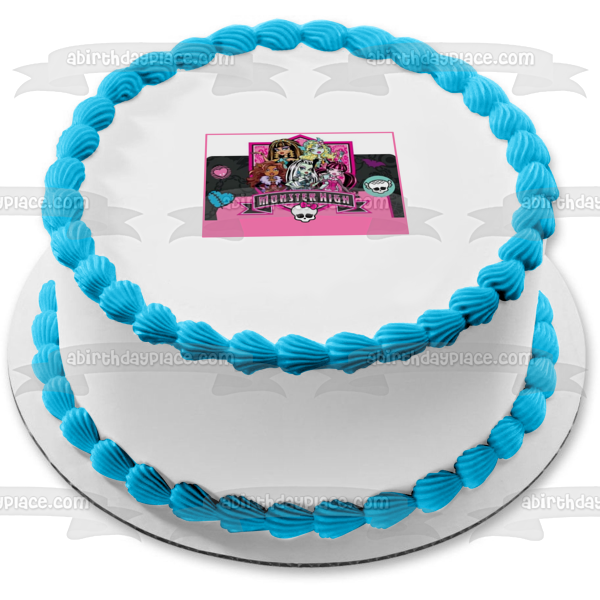 Monster High Clawdeen Wolf Lagoona Blue Cleo De Nile Draculaura and Frankie Stein Edible Cake Topper Image ABPID07548
