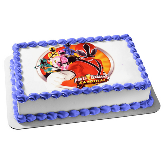 Power Rangers Samurai Pink Ranger Kimberly Red Ranger Jason and Yellow Ranger Trini Edible Cake Topper Image ABPID07737