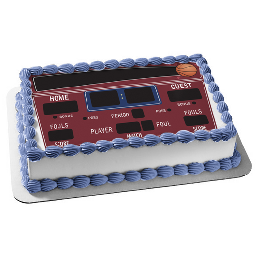 Decoración comestible para tarta con marcador de baloncesto, equipo local y equipo invitado, imagen ABPID07579 