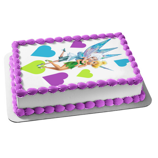 Fairies Tinkerbell Periwinkle and Hearts Edible Cake Topper Image ABPID07758