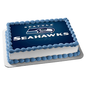 Seattle Seahawks Logo NFL Blue Background Edible Cake Topper Image ABPID07774