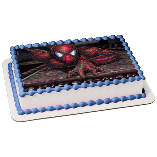 Imagen comestible para decoración de tarta de Spider-Man escalando una pared ABPID07792