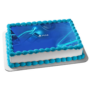 PS4 Logo with a Blue Background Edible Cake Topper Image ABPID07975