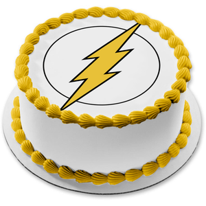 The Flash Logo Lightening Bolt with a White Background Edible Cake Topper Image ABPID07972