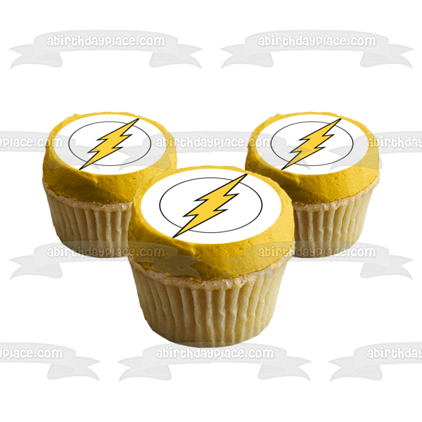 The Flash Logo Lightening Bolt with a White Background Edible Cake Topper Image ABPID07972