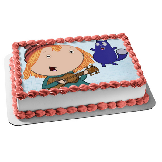 Peg and Cat the Chicken Problem Ukulele Edible Cake Topper Image ABPID07807