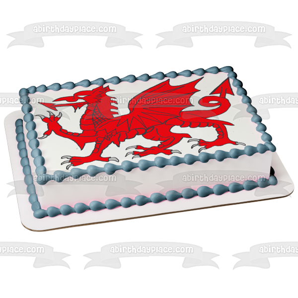 National Flag of Wales Welsh Dragon Edible Cake Topper Image ABPID07989
