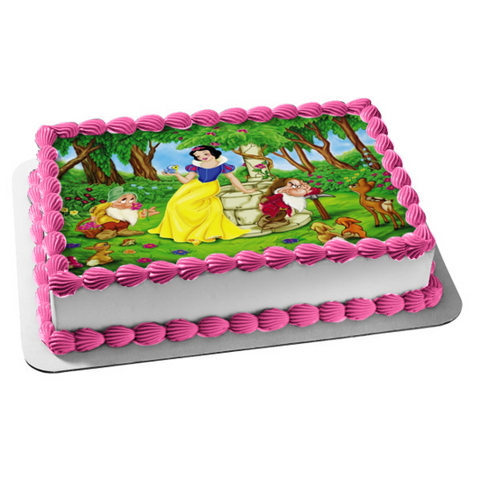 Disney Princess Snow White Dwarfs Grumpy Happy Edible Cake Topper Image ABPID07819