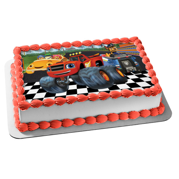 Blaze and the Monster Machines Paw Patrol Team Umizoomi Racing Edible Cake Topper Image ABPID07828
