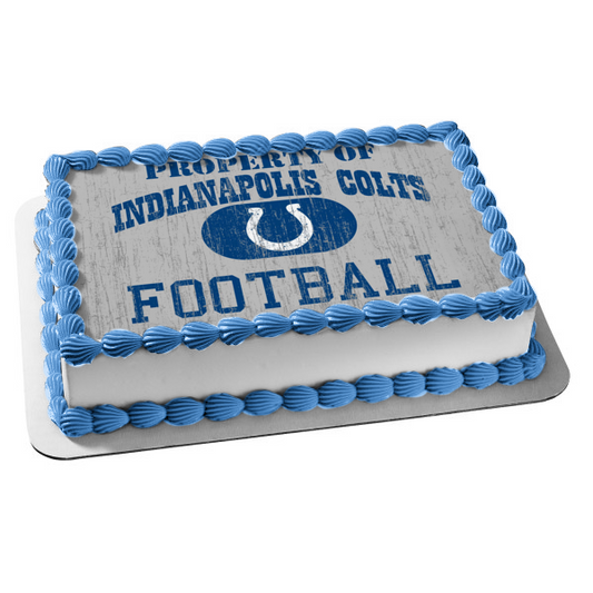 Property of Indianapolis Colts Football Logo NFL Horseshoe Edible Cake Topper Image ABPID07839