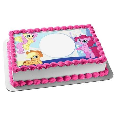 My Little Pony Equestria Girls Fluttershy Pinkie Pie Applejack Edible Cake Topper Image Frame ABPID07844