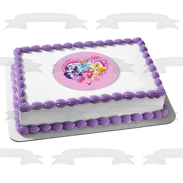 My Little Pony Equestria Girls Rainbow Dash Fluttershy Pinkie Pie Twilight Sparkle Rarity and Applejack Edible Cake Topper Image ABPID08054
