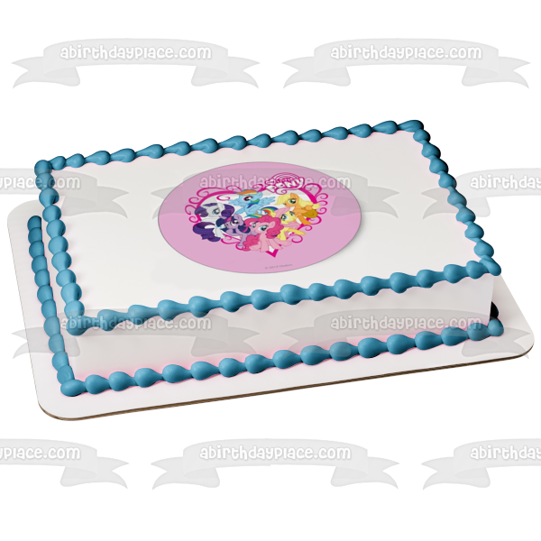 My Little Pony Equestria Girls Rainbow Dash Fluttershy Pinkie Pie Twilight Sparkle Rarity and Applejack Edible Cake Topper Image ABPID08054