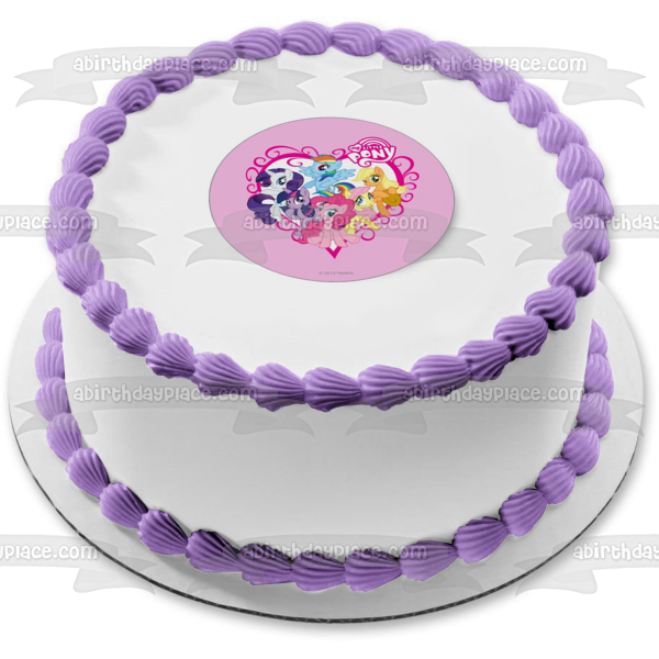 My Little Pony Equestria Girls Rainbow Dash Fluttershy Pinkie Pie Twilight Sparkle Rarity and Applejack Edible Cake Topper Image ABPID08054