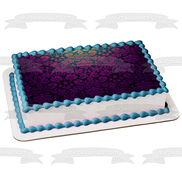 Pink and Purple Damask Background Pattern Edible Cake Topper Image ABPID07856