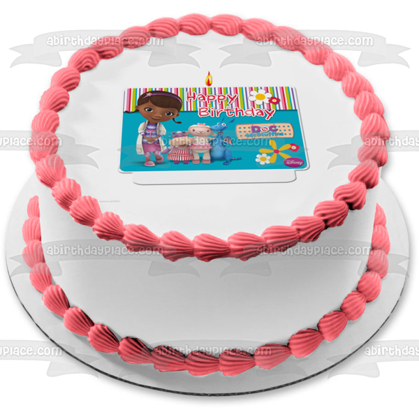 Doc McStuffins Happy Birthday Lambie Stuffy and Hallie Edible Cake Topper Image ABPID08063