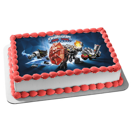 Skylanders Trap Team Dark Edition Dark Food Fight Dark Snap Shot and Dark Wildfire Edible Cake Topper Image ABPID08074