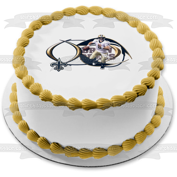 New Orleans Saints Logo NFL Drew Brees Edible Cake Topper Image Frame ABPID08129