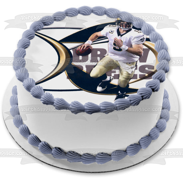 New Orleans Saints Logo NFL Drew Brees Edible Cake Topper Image Frame