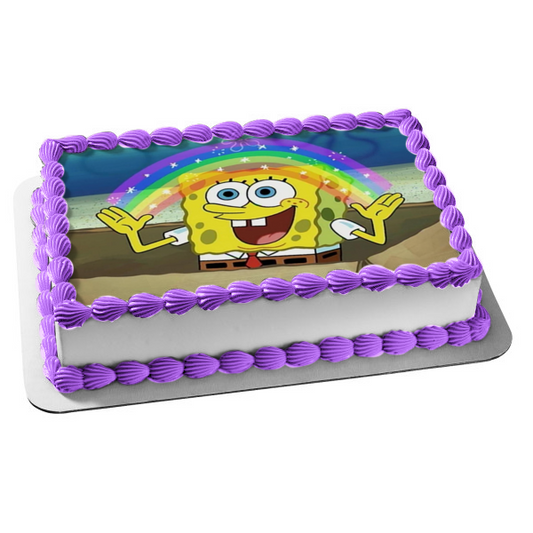 SpongeBob SquarePants Rainbow Bikini Bottom Edible Cake Topper Image ABPID08408