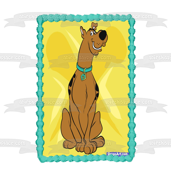 Scooby-Doo Yellow Background Edible Cake Topper Image ABPID08410