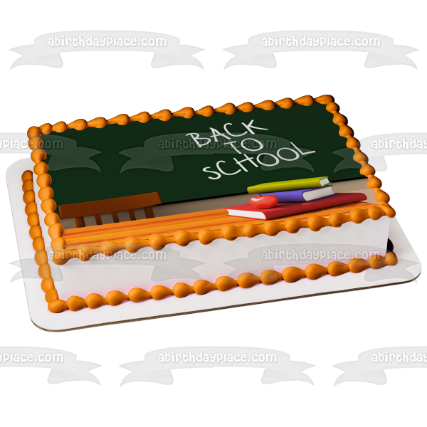 Back to School Chalkboard Books and an Apple Edible Cake Topper Image ABPID08150