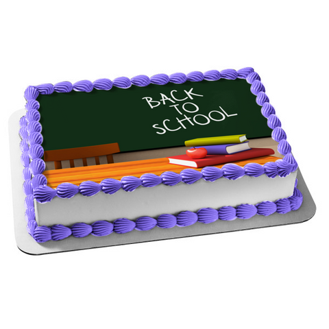 Back to School Chalkboard Books and an Apple Edible Cake Topper Image ABPID08150
