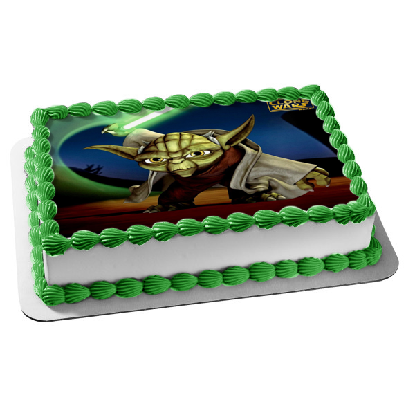 Star Wars: The Clone Wars Yoda Lightsaber Edible Cake Topper Image ABPID08423