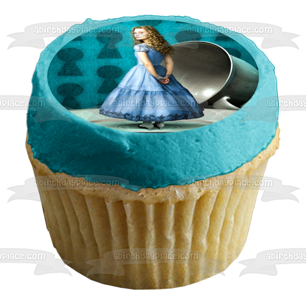 Alice In Wonderland Teacup and a  Plate with a Keyhole Background Edible Cake Topper Image ABPID08161