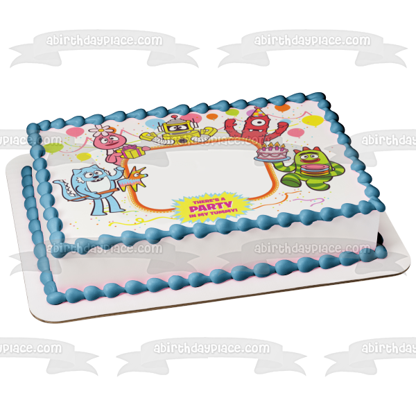 Yo Gabba Gabba Muno Foofa Brobee Toodee Plex Birthday Cake and Balloons Edible Cake Topper Image Frame ABPID08163