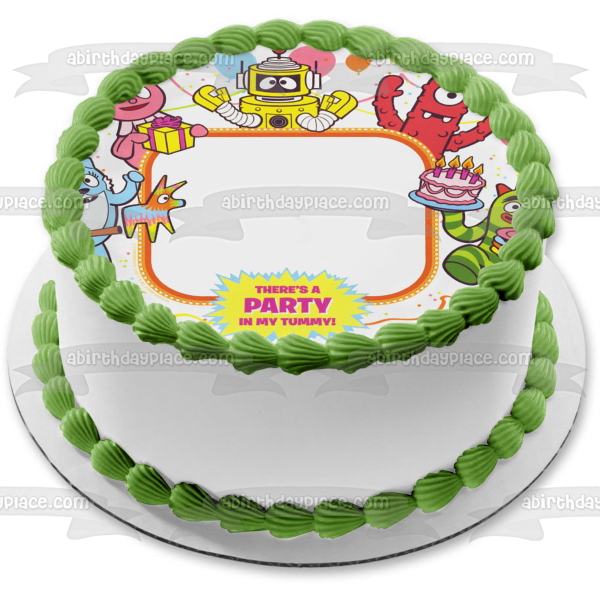 Yo Gabba Gabba Muno Foofa Brobee Toodee Plex Birthday Cake and Balloons Edible Cake Topper Image Frame ABPID08163