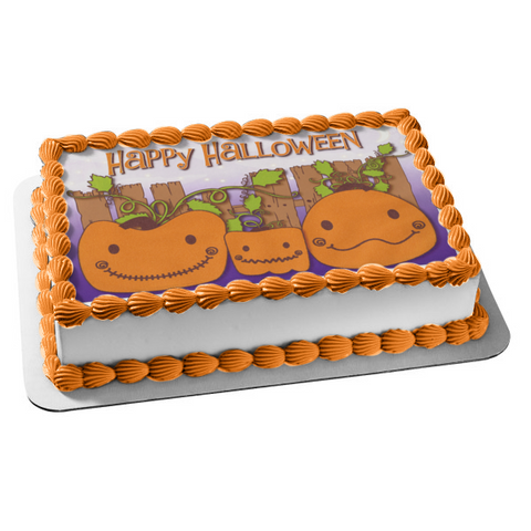 Happy Halloween Pumpkin Family Edible Cake Topper Image ABPID08184