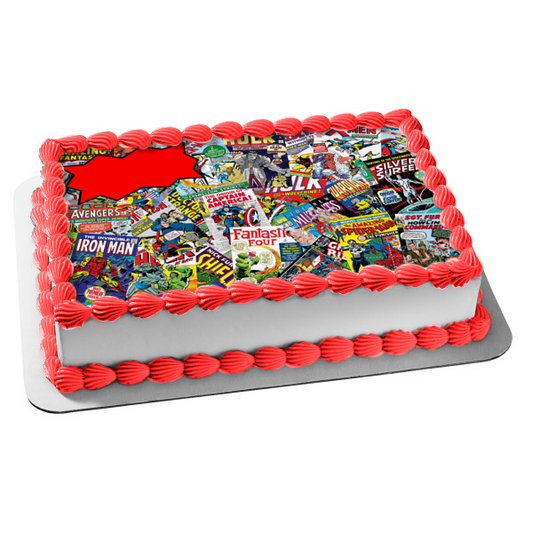 Comic Book Covers Avengers The Hulk Spider-Man and Silver Surfer Edible Cake Topper Image ABPID08185